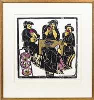 Lot 280 - AFTERNOON BRIDGE, A WOODCUT BY WILLIE RODGER