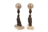 Lot 1814 - A PAIR OF BRONZED METAL FIGURES