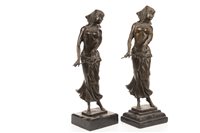 Lot 1819 - A LOT OF TWO BRONZE FIGURES OF SEMI-CLAD FEMALE DANCERS