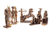 Lot 1821 - AN EGYPTIAN CHARIOTEER FIGURE GROUP AND OTHER FIGURES