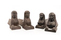 Lot 1833 - A LOT OF TWO PAIRS OF SPHINX ANDIRONS (FIRE DOGS)