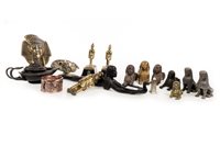 Lot 1837 - AN ART DECO BRONZE INCENSE BURNER, SPHINX AND OTHER FIGURES