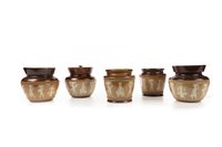 Lot 1876 - A LOT OF FIVE DOULTON  ‘EGYPTIAN REVIVAL’ TOBACCO JARS