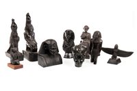 Lot 1900 - A FIGURE OF ISIS AND OTHER EGYPTIAN FIGURES