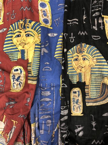 Lot 1914 - A LOT OF TEXTILES WITH EGYPTIAN FIGURES AND MOTIFS
