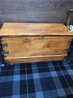 Lot 207 - A STAINED WOOD BLANKET CHEST