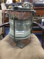 Lot 142 - A COPPER AND BRASS MASTHEAD LAMP
