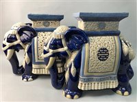 Lot 216 - A PAIR OF CERAMIC ELEPHANT STANDS