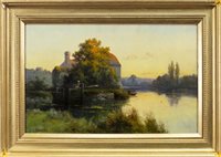 Lot 473 - AN EVENING AT A LOCK ON THE RIVER AVON, BY ALFRED FONTVILLE DE BREANSKI