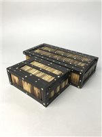 Lot 391 - A LOT OF TWO GRADUATED PORCUPINE QUILL AND INLAID BOXES