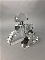 Lot 401 - A LOT OF TWO ART DECO GLASS AND SILVER PLATE MOUNTED PERFUME BOTTLES