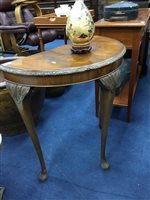 Lot 348 - A D-SHAPED HALL TABLE ALONG WITH A SIDE TABLE