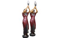 Lot 1957 - A PAIR OF NEAR LIFE SIZE FIGURAL LAMPS