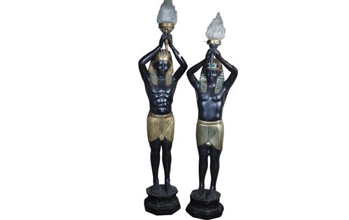 Lot 1963 - A NEAR PAIR OF BRONZE LAMPS