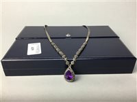 Lot 419 - A SILVER, MARCASITE AND AMETHYST NECKLACE
