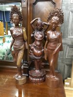 Lot 440 - A LOT OF BALINESE WOODEN FIGURES