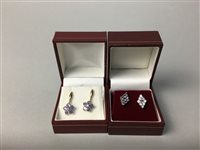 Lot 451 - PAIR OF TANZANITE AND DIAMOND EARRINGS AND ANOTHER PAIR OF EARRINGS