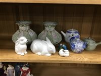Lot 483 - A LOT OF THREE CHINESE TEA POTS AND OTHER CERAMICS
