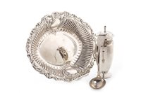 Lot 824 - A SILVER CASTER WITH OTHER ITEMS