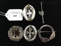 Lot 289 - IAN MACCORMICK OF IONA SILVER SHAWL PIN AND FOUR OTHER BROOCHES