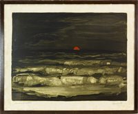 Lot 527 - RED SUN, A LITHOGRAPH BY JEAN GOVAERTS