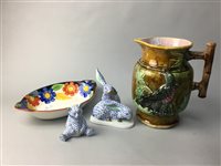 Lot 25 - A HEREND HENGARY RABBIT GROUP AND BEAR ALONG WITH OTHER CERAMICS