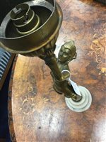 Lot 1651 - AN ART DECO GILT SPELTER FIGURAL TABLE LAMP