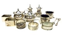 Lot 829 - A LOT OF SILVER CRUETS AND NAPKIN RINGS