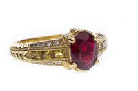Lot 7 - A CERTIFICATED ORNATE SPINEL, YELLOW SAPPHIRE AND DIAMOND RING