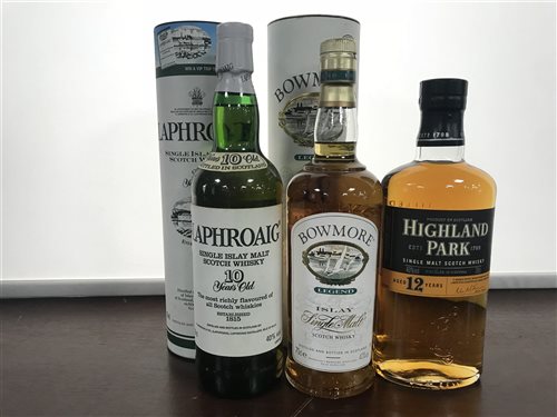 Lot 25 - BOWMORE LEGEND, LAPHROAIG 10 YEARS OLD & HIGHLAND PARK AGED 12 YEARS