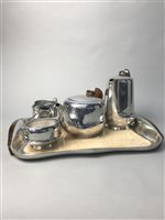 Lot 96 - A PICQUOT WARE TEA AND COFFEE SERVICE ON TRAY