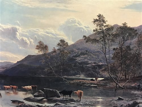 Lot 134 - A SCOTTISH LANDSCAPE WITH CATTLE AFTER SIDNEY RICHARD PERCY (BRITISH 1822 - 1886)