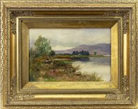 Lot 484 - FISHING ON LOCH LEVEN, AN OIL ON CANVAS BY JOHN D TAYLOR