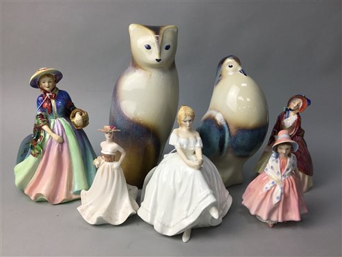 Lot 120 - A LOT OF FIVE CERAMIC LADIES AND TWO GOEBEL FIGURES