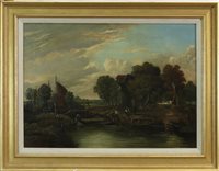 Lot 675 - CANAL WITH FIGURES, BY HENRY BRIGHT