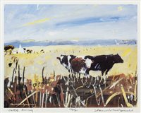 Lot 52 - CATTLE, ARISAIG, A LIMITED EDITION LITHOGRAPHIC PRINT BY HAMISH MACDONALD