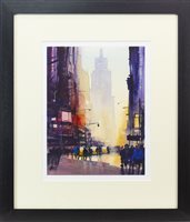 Lot 67 - TIMES SQUARE, NEW YORK, A WATERCOLOUR BY MARTIN OATES