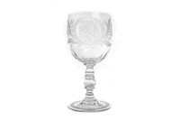 Lot 1205 - A LARGE VICTORIAN ETCHED GLASS GOBLET