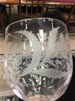 Lot 1205 - A LARGE VICTORIAN ETCHED GLASS GOBLET