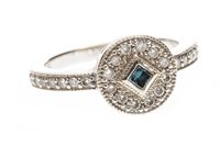 Lot 116 - A BLUE AND WHITE DIAMOND RING