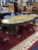 Lot 289 - A MARQUETRY STYLE OVAL COFFEE TABLE