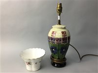 Lot 321 - A MOORCROFT TABLE LAMP AND A MINTON BOWL