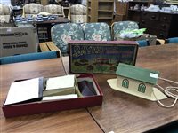 Lot 341 - A VINTAGE TEDDY, A BAYKO LIGHT CONSTRUCTION SET AND NOAH'S ARK WITH ANIMALS