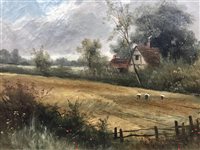 Lot 61 - A LANDSCAPE WITH COTTAGE, SIGNED R. PERCY