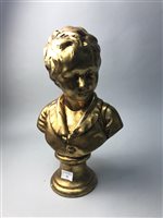 Lot 62 - A GILDED PLASTER BUST OF A YOUNG BOY