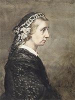 Lot 479 - PORTRAIT OF A LADY, A WATERCOLOUR BY HENRY WRIGHT KERR