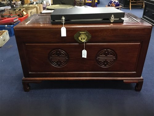 Lot 64 - A CHINESE HARDWOOD BLANKET CHEST