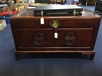 Lot 64 - A CHINESE HARDWOOD BLANKET CHEST
