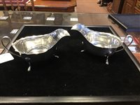 Lot 805 - A PAIR OF SILVER SAUCE BOATS