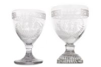 Lot 1204 - A LOT OF TWO GEORGE III ETCHED GLASS GOBLETS
